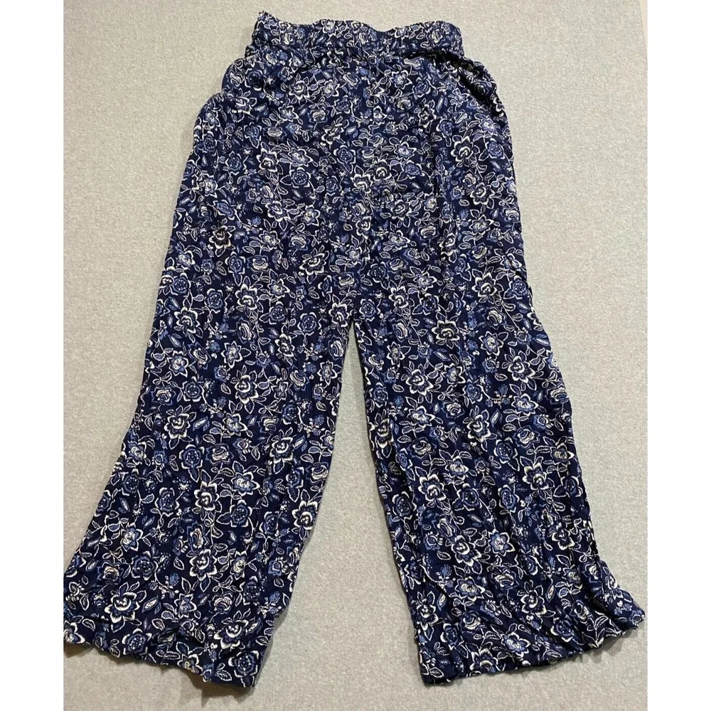 Down East Daily Flared Womens Flare Fall Floral Pants Size XL Blue Floral NWT!